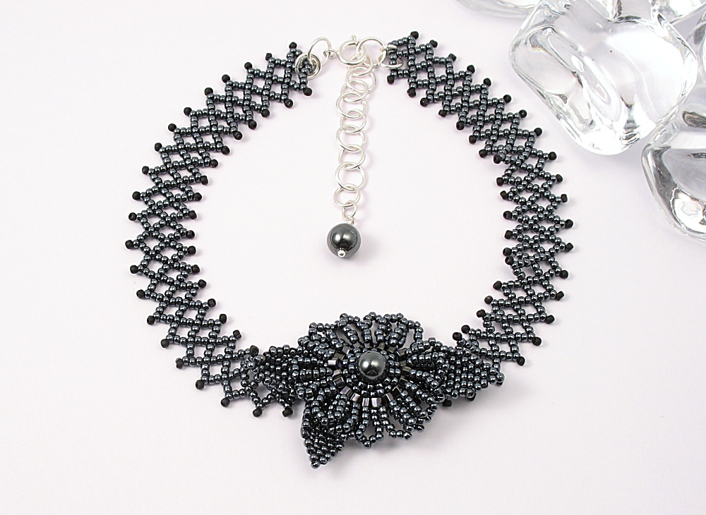 Haematite Flower Choker Necklace by Ciel Creations