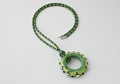 Green Lampwork Pendant Necklace