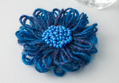 Turquoise and Dark Blue Flower Brooch