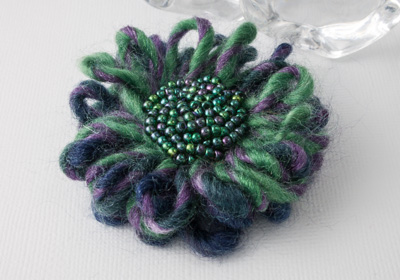 Green and Purple Flower Brooch