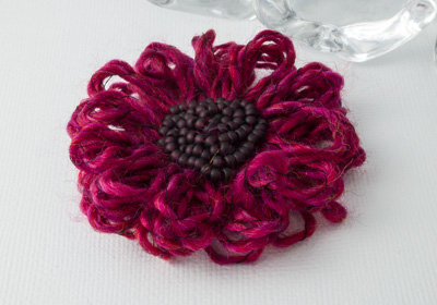 Dark Pink Flower Brooch