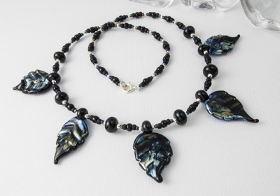 Lampwork Leaf Necklace - "Evening"