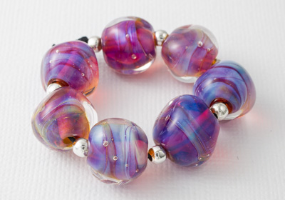 Silver Glass Nugget Lampwork Beads