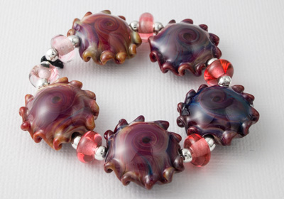 Fire Lotus Wave Lampwork Beads