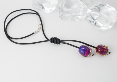 Lampwork Flower Lariat Necklace