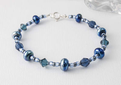 Metallic Blue Lampwork Bracelet