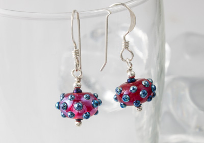 Red Dotty Lampwork Earrings