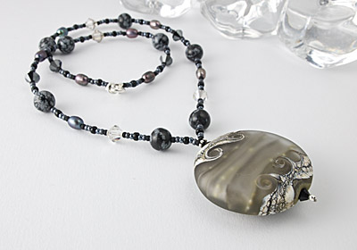 Lampwork Necklace "Graphite"