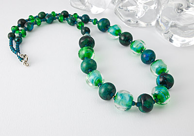Lampwork and Chrysocolla Necklace