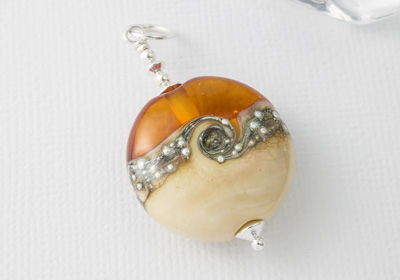 Amber and Ivory Lampwork Pendant