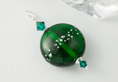 Green Glass Lampwork Pendant