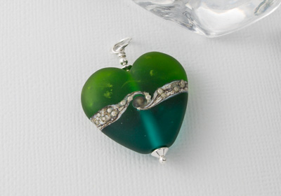 Green and Teal Lampwork Pendant