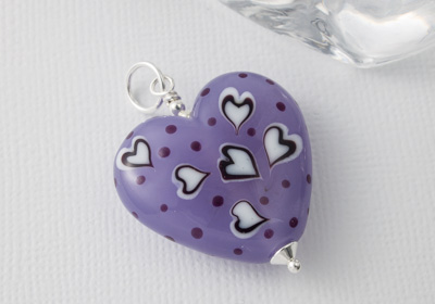 Lilac Heart Lampwork Pendant