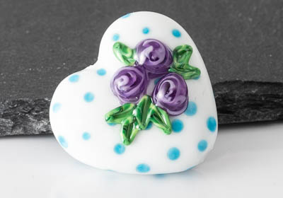 Lampwork Flowery Heart Bead