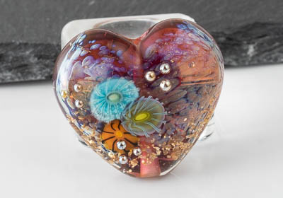 Lampwork Murrini Heart Bead