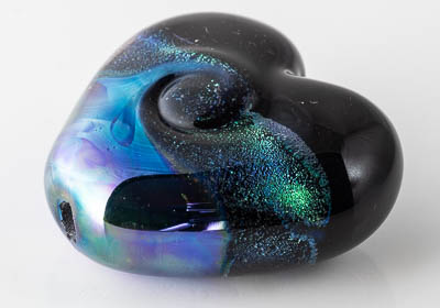 Lampwork Dichroic Flowery Heart Bead