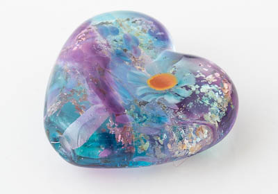 Lampwork Flowery Heart Bead