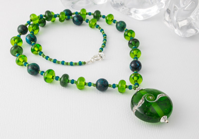 Spring Green Lampwork Necklace