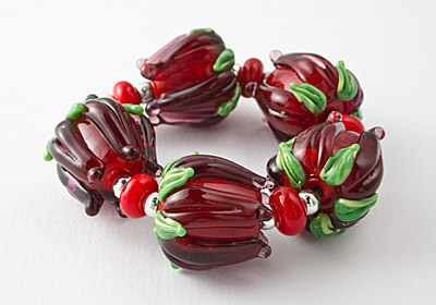 Lampwork Beads - Large Red Roses
