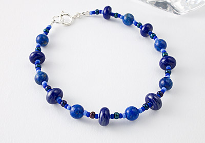 Lapis Lazuli and Lampwork Bracelet