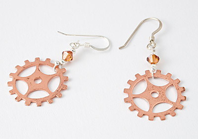 Copper Gear Earrings