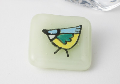 Fused Blue Tit Brooch