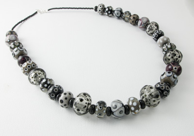 Black and Grey Lampwork Necklace