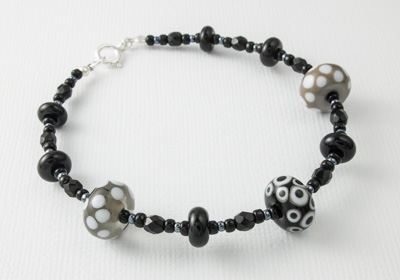 Black and Grey Lampwork Bracelet