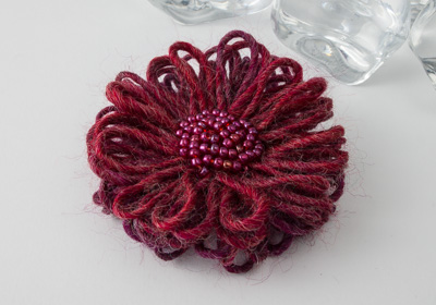 Dark Red Flower Brooch