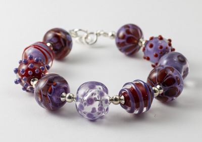 Purple and Red Lampwork Bracelet