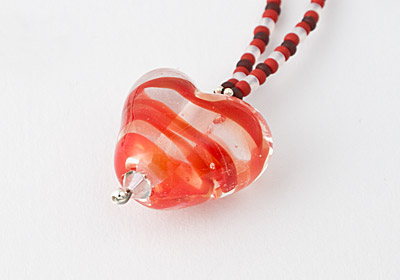Red Heart Lampwork Necklace