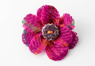 Harris Tweed Flower Brooch