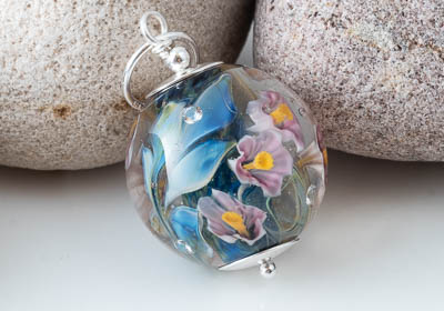 Flower Lampwork Pendant Necklace