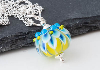 Dahlia Lampwork Charity Pendant