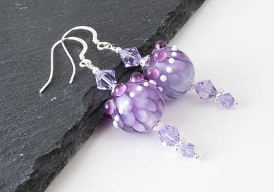 Purple Dahlia Lampwork Earrings