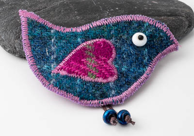 Harris Tweed Bird Brooch