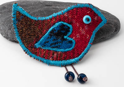 Harris Tweed Bird Brooch