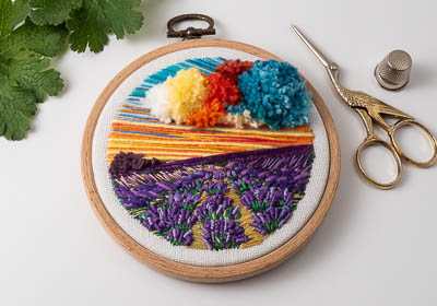 Lavender - Landscape Embroidery Hoop Art