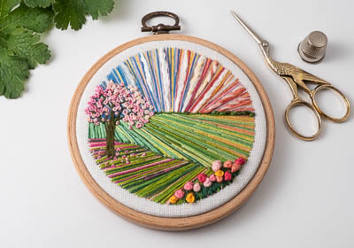 Cherry Tree - Landscape Embroidery Hoop Art