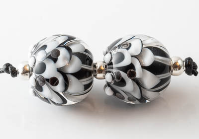 Lampwork Dahlia Bead Pair