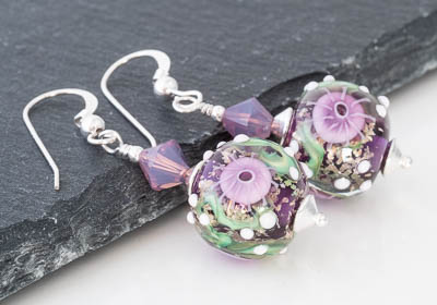 Pink Murrini Lampwork Earrings