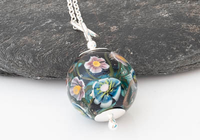 Flower Lampwork Pendant Necklace