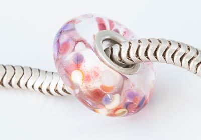 Silver Cored Blue Lampwork Charm Bead