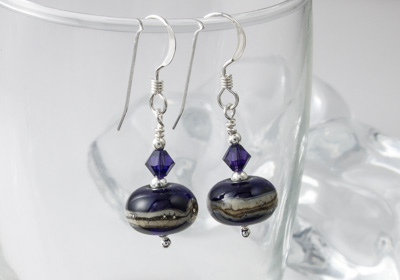 Dark Purple Lampwork Earrings