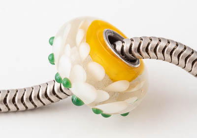 Silver Cored Dahlia Lampwork Charm Bead