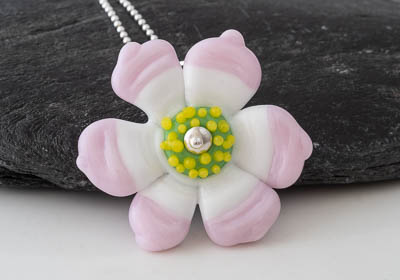 Dog Rose Lampwork Pendant Necklace