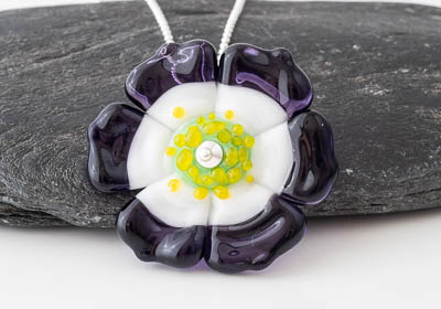 Dog Rose Lampwork Pendant Necklace