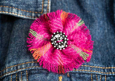 Harris Tweed Flower Brooch