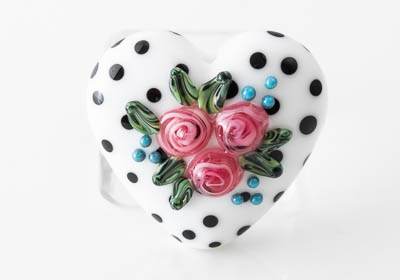 Lampwork Flowery Heart Bead