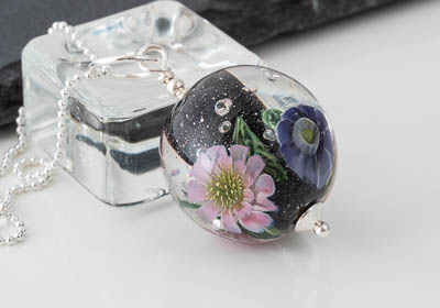 Flower Lampwork Pendant Necklace